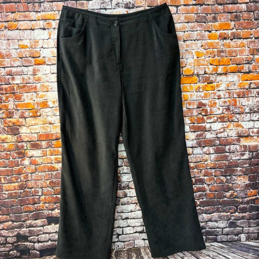 J. Jill Charcoal Gray velvet stretch pants size 12 women.
